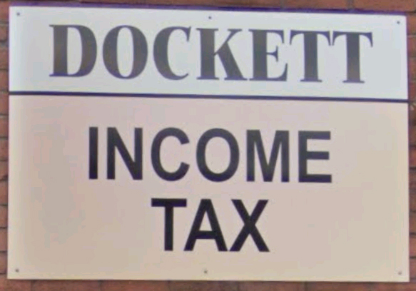 Dockett Income Tax Sign Logo