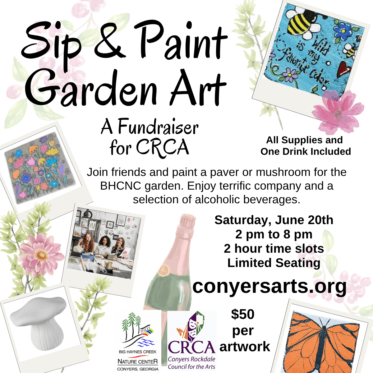Sip & Paint Garden Art Advertisement