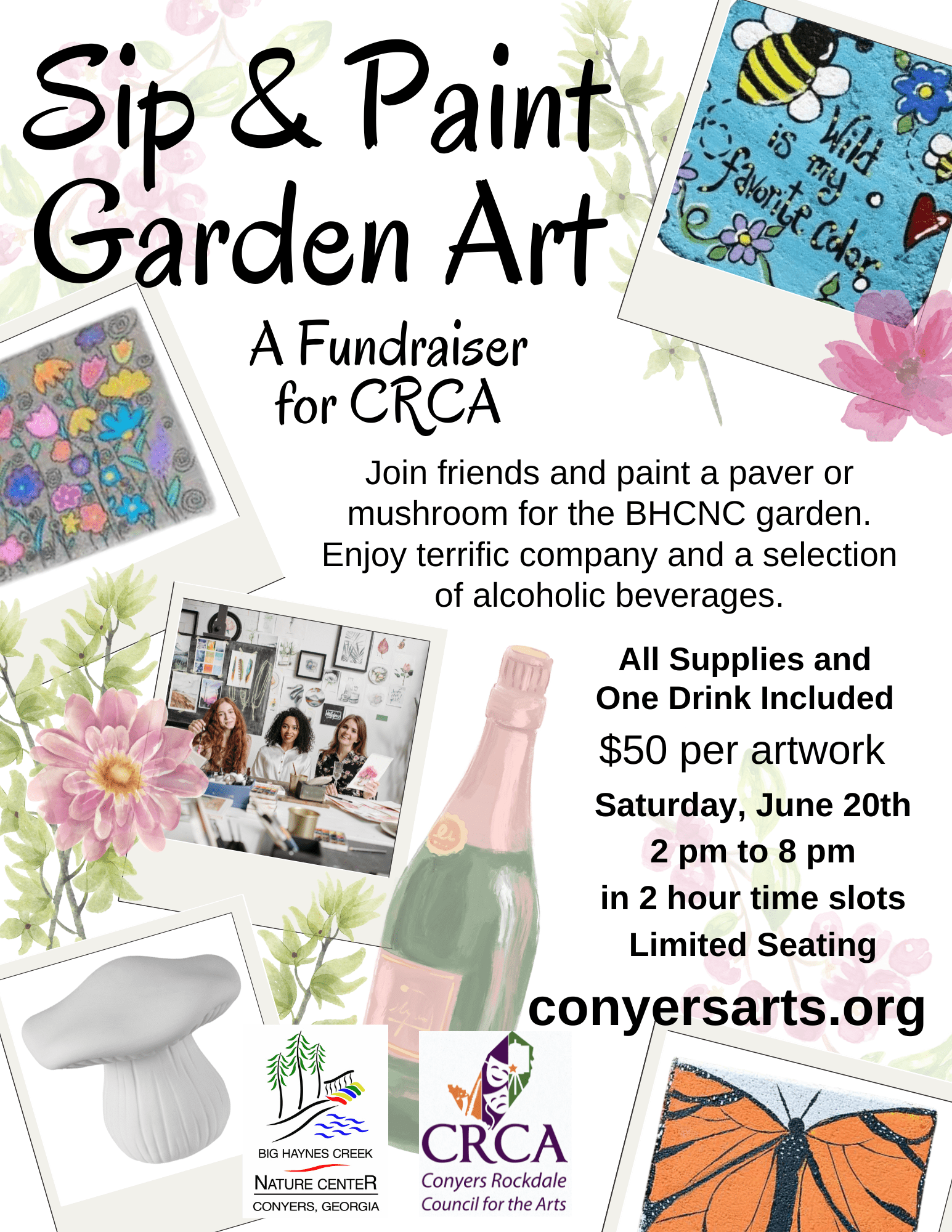 Sip & Paint Garden Art Flyer